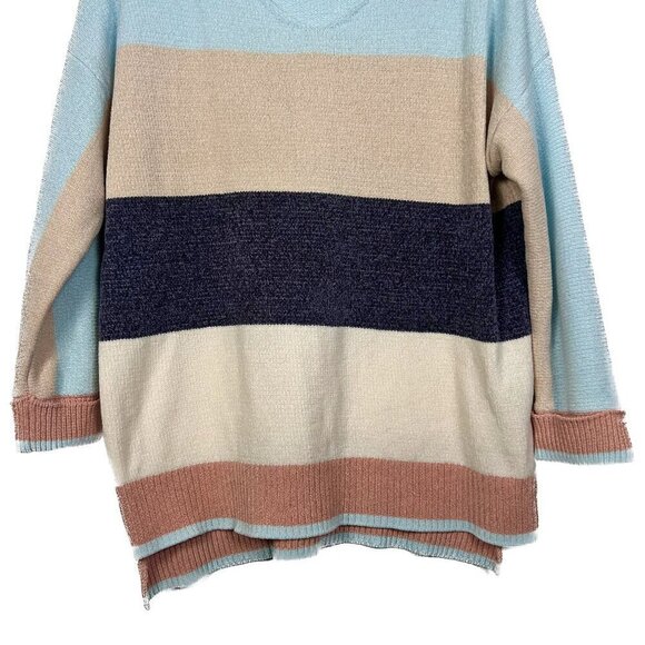 Soft Surrondings Size Large Striped Color Block Chenille Soft Stretch Sweater - Picture 3 of 8